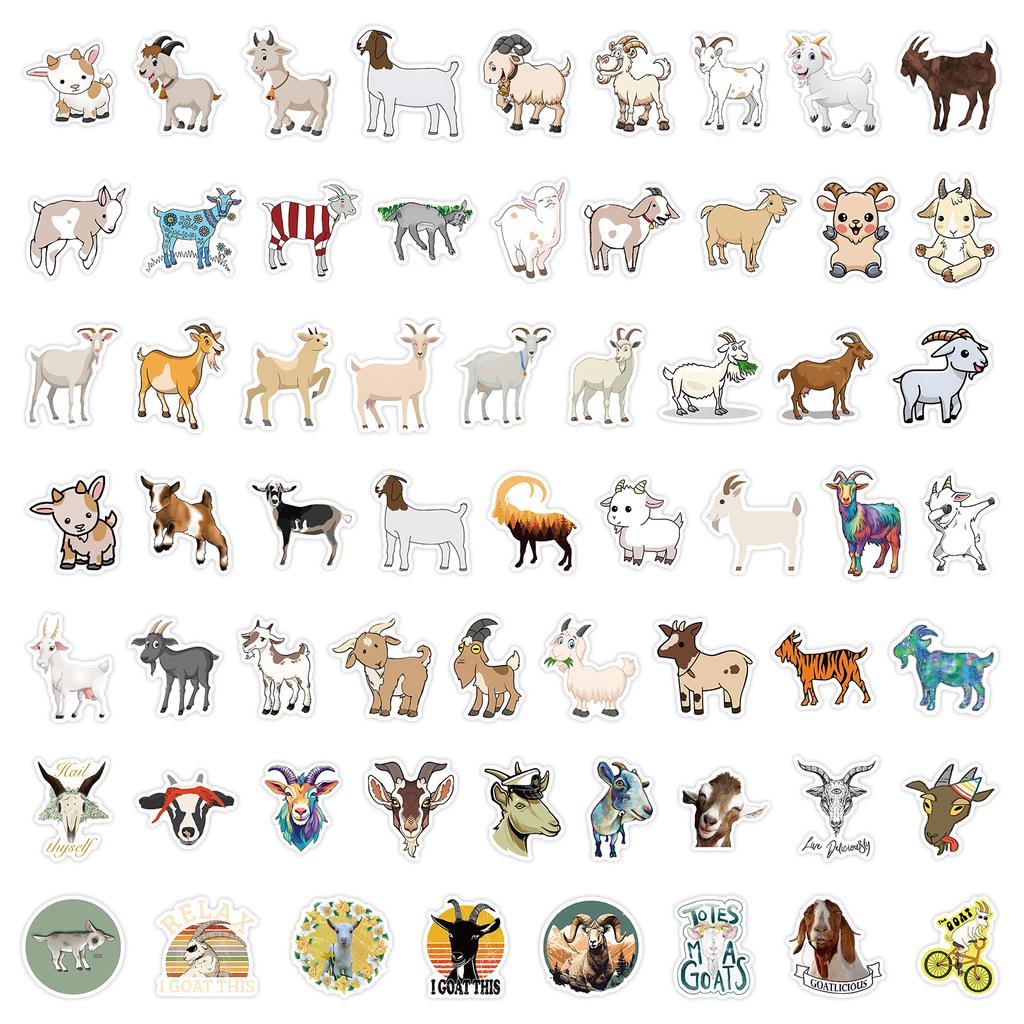 60 New Goat Animal Graffiti Stickers for Children DIY Mobile Suitcase Waterproof Stickers