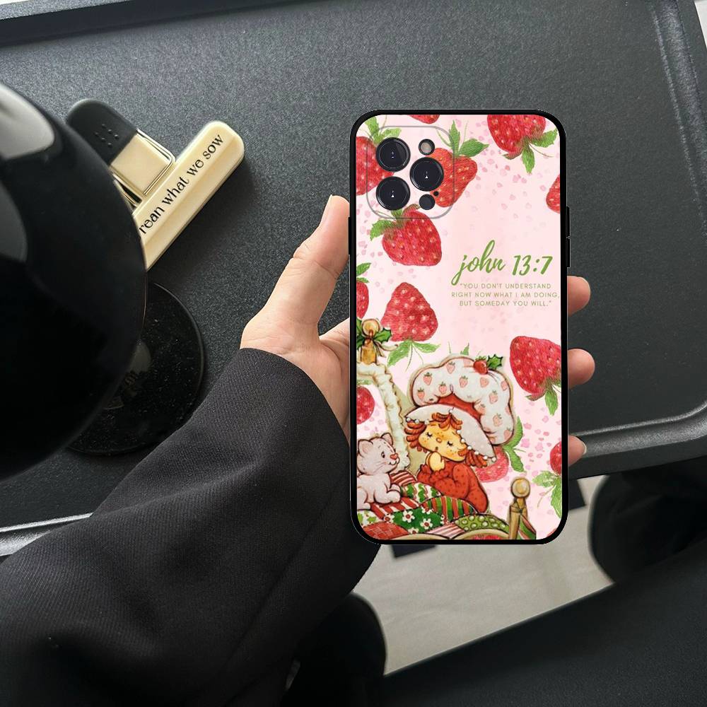Animated S-Strawberry S-Shortcake TPU Silicone Case For IPhone 11 12 13 14 15 16 17 Pro Max Shockproof Clear Back Cover