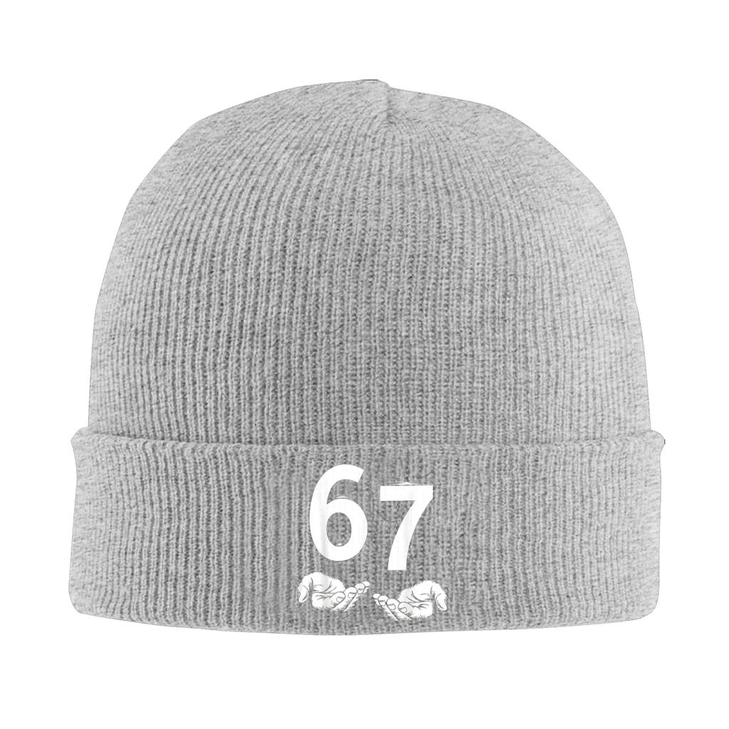 Funny Six Seven 67 Meme Gen Alpha Slang 6 7 Hands Beanie Hats Bonnet Hats Men Women Cute Hippie Knit Hat Winter Warm Soft Caps