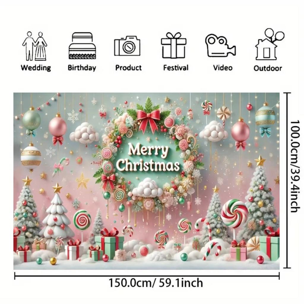 Merry ChristmasTree Gift Boxes  Backdrop Xmas Decoration Background Winter Backdrop Decorations For Photo Studio Photo Booth Christams Party