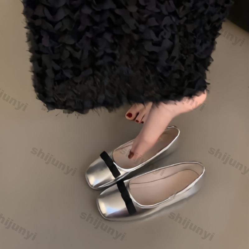 Women's Soft Sole Single Shoes Spring Comfort Round Toe Casual Loafers Women Designer Bow Flats Round Ballet Shoes Zapatos Mujer