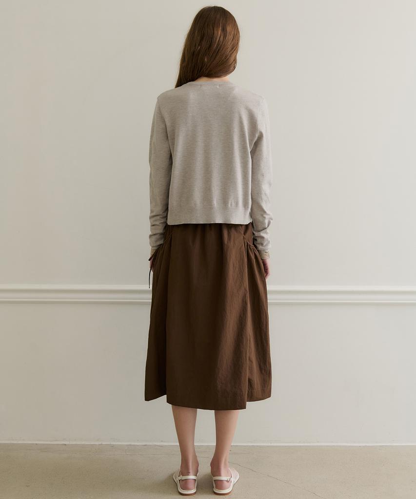 Plack Woman Shirred Pocket Midi Skirt Brown
