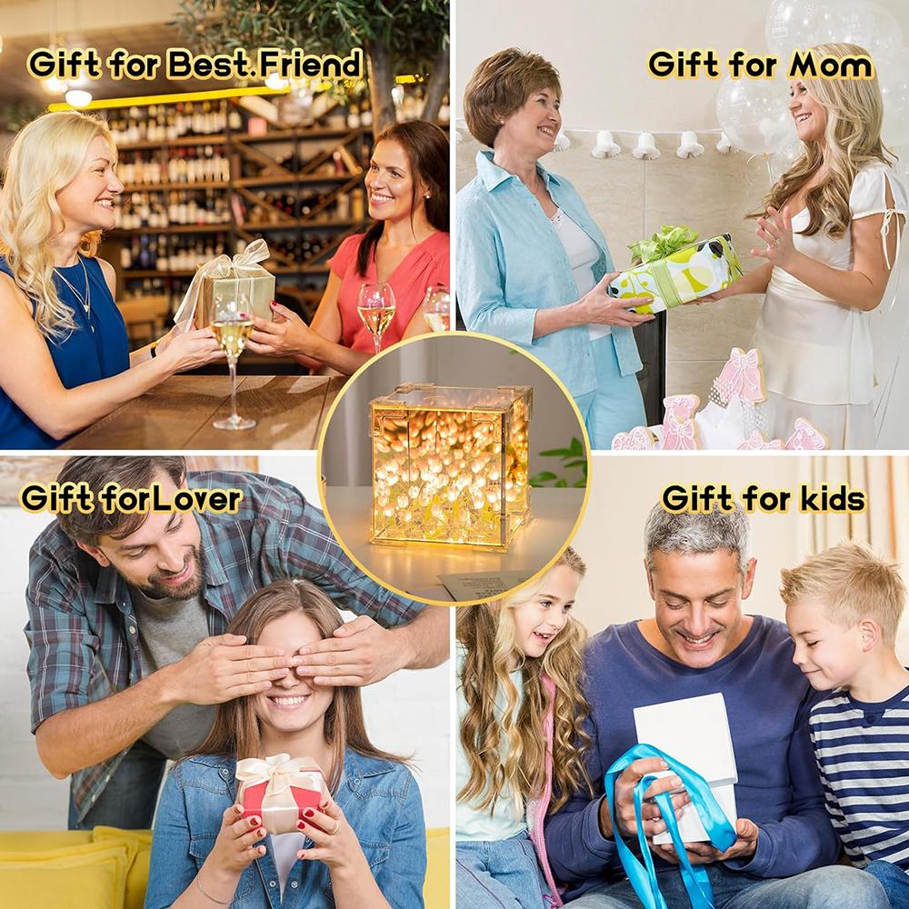 Tulip Night Light Handmade DIY Led Decorative Nights Lamp and Mirror 2 In 1