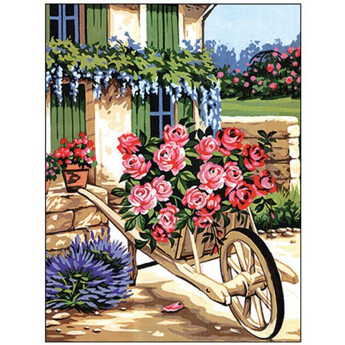 Penelope Antique Canvas The Wheelbarrow of Roses 50x65cm