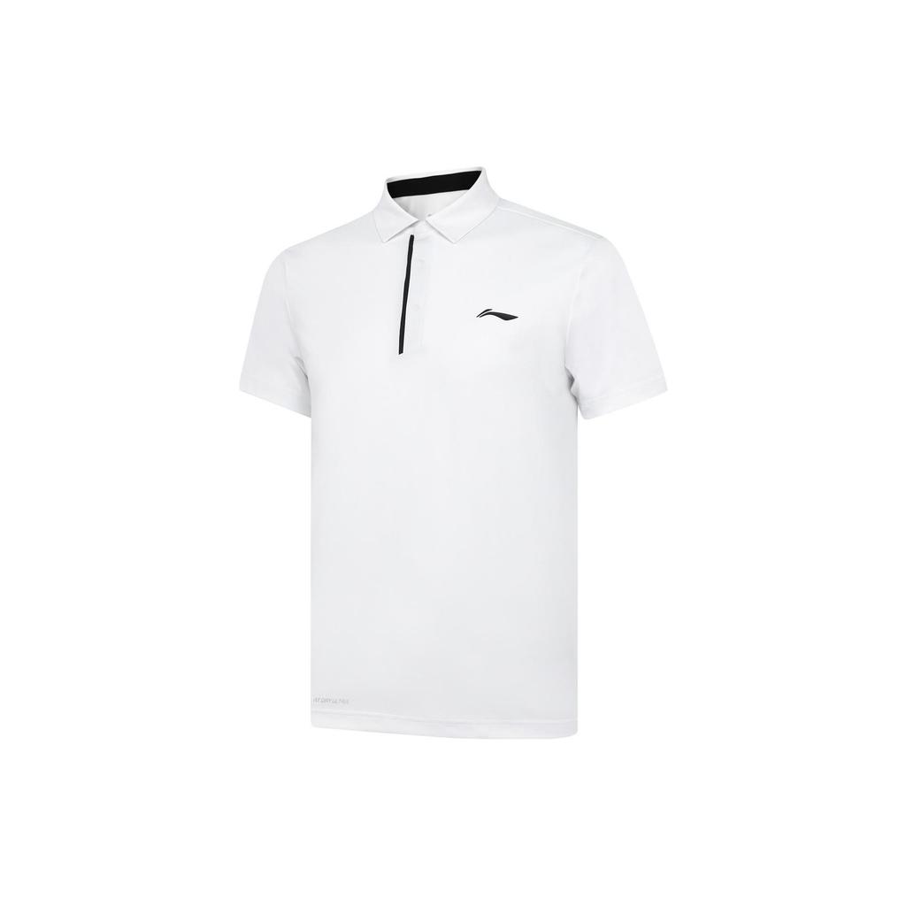 Li Ning Polo Shirts Men's White Polo Collar Moderate Straight Fit APLT031-2