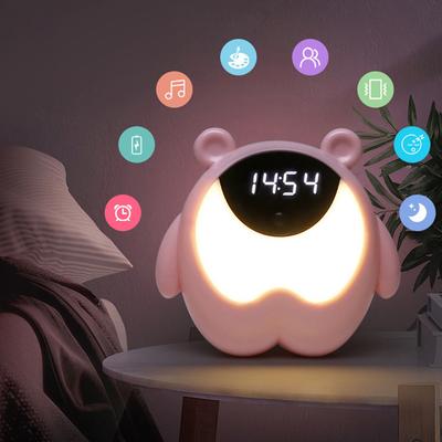 Cute Bear Shape Induction Alarm Clock with 7 Colors Change Light for Bedroom Living Room Office