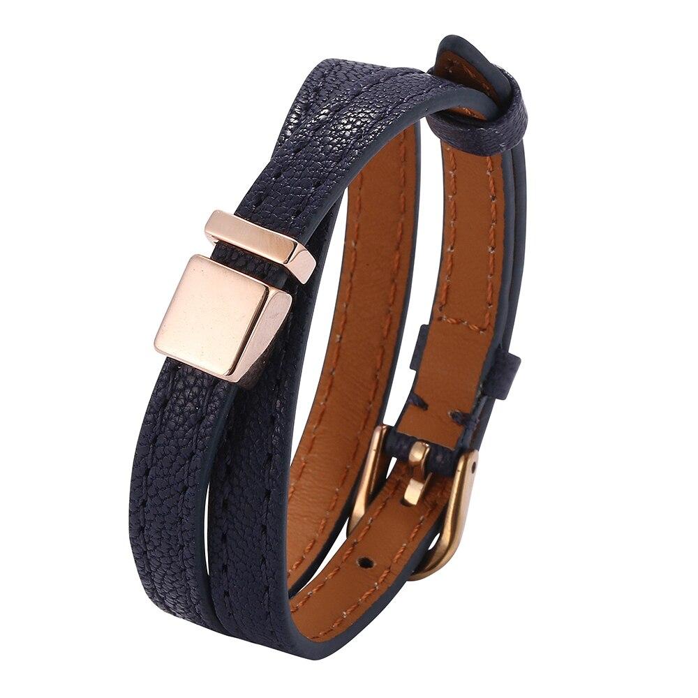

Пара синих кожаных браслетов для женщин и мужчин, сплав пряжки, браслеты с регулируемой длиной темно-синий