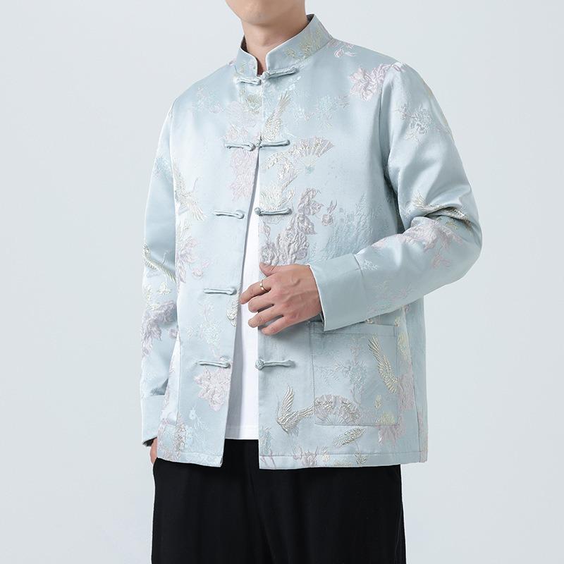 Men S Vintage Trendy Jacquard Chinese Style Tang Suit Jacket Plus Size