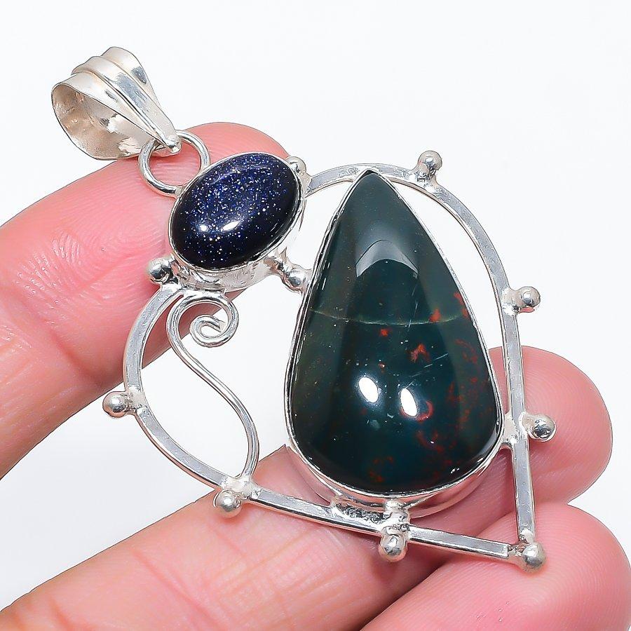 

Натуральный гелиотроп, солнечный камень 925 стерлинговое серебро ювелирная подвеска 2,60 f7d97