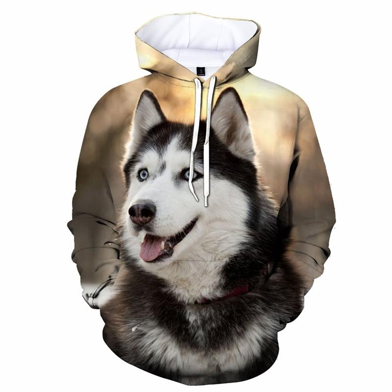 

Напечатанная на 3D-принтере толстовка с капюшоном Husky Siberian, толстовка с капюшоном для собак, модный мужской повседневный свитер на весну и осень, куртка в уличном стиле 5XL