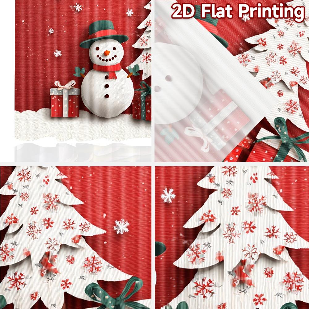2pcs, 2D FLAT PRINTING Curtains (Without Rod) Snowy Festivity Christmas Holiday Curtains Semi-Sheer Curtains Versatile All