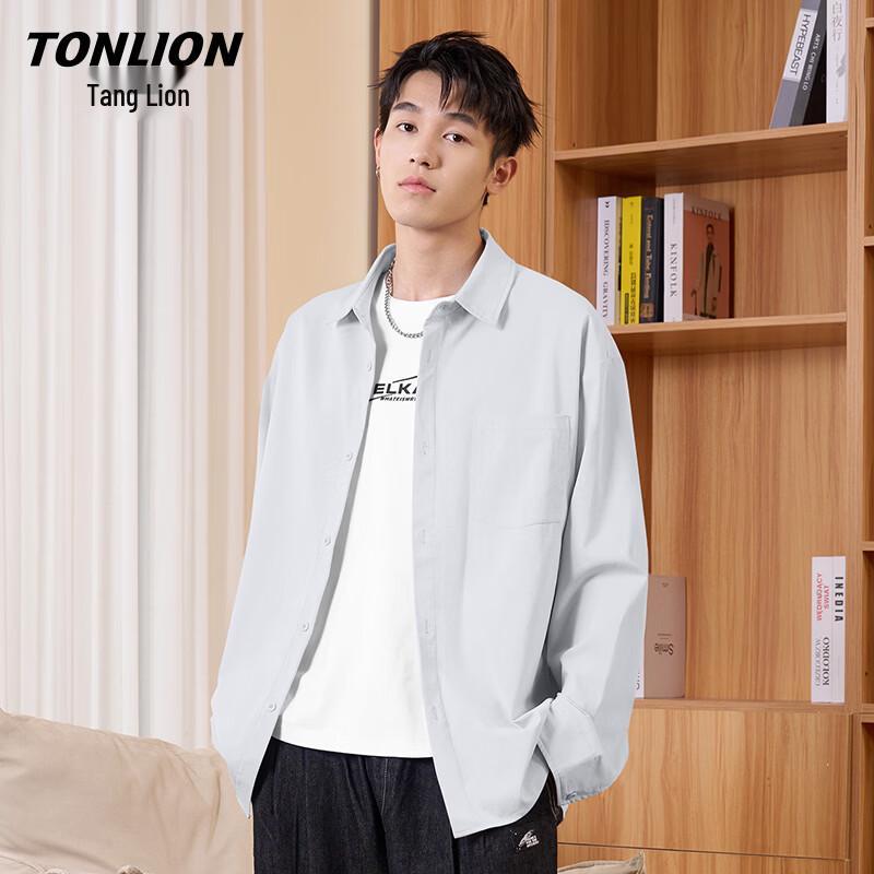 TonLion Men s Casual Long-Sleeve Button-Up Shirt 3XL