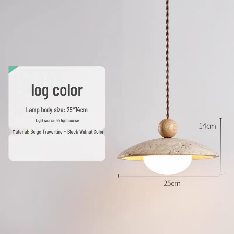 Yellow Travertine Pendant Light - Retro Cream Wabi-sabi Style for B&B, Restaurant, Bedroom, or Bedside.
