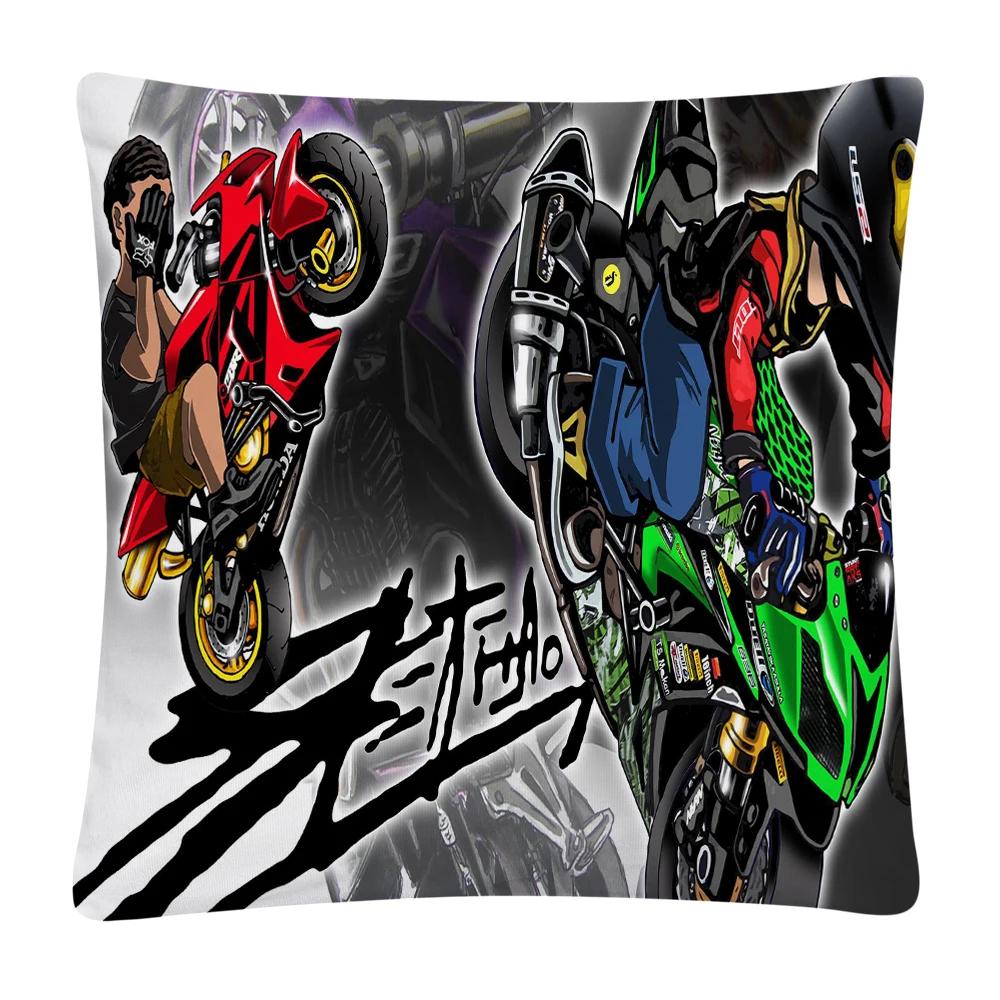 Stunt Sports Cartoon Pattern Soft Polyester Pillow Case for Sofa Home Car Decoration Pillowcase