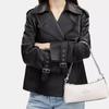 Coach Charlotte 25 Silver Logo Plate Chain, Grained Leather, Armpit Bag, Hand-held Crossbody Shoulder Bag, Women's White