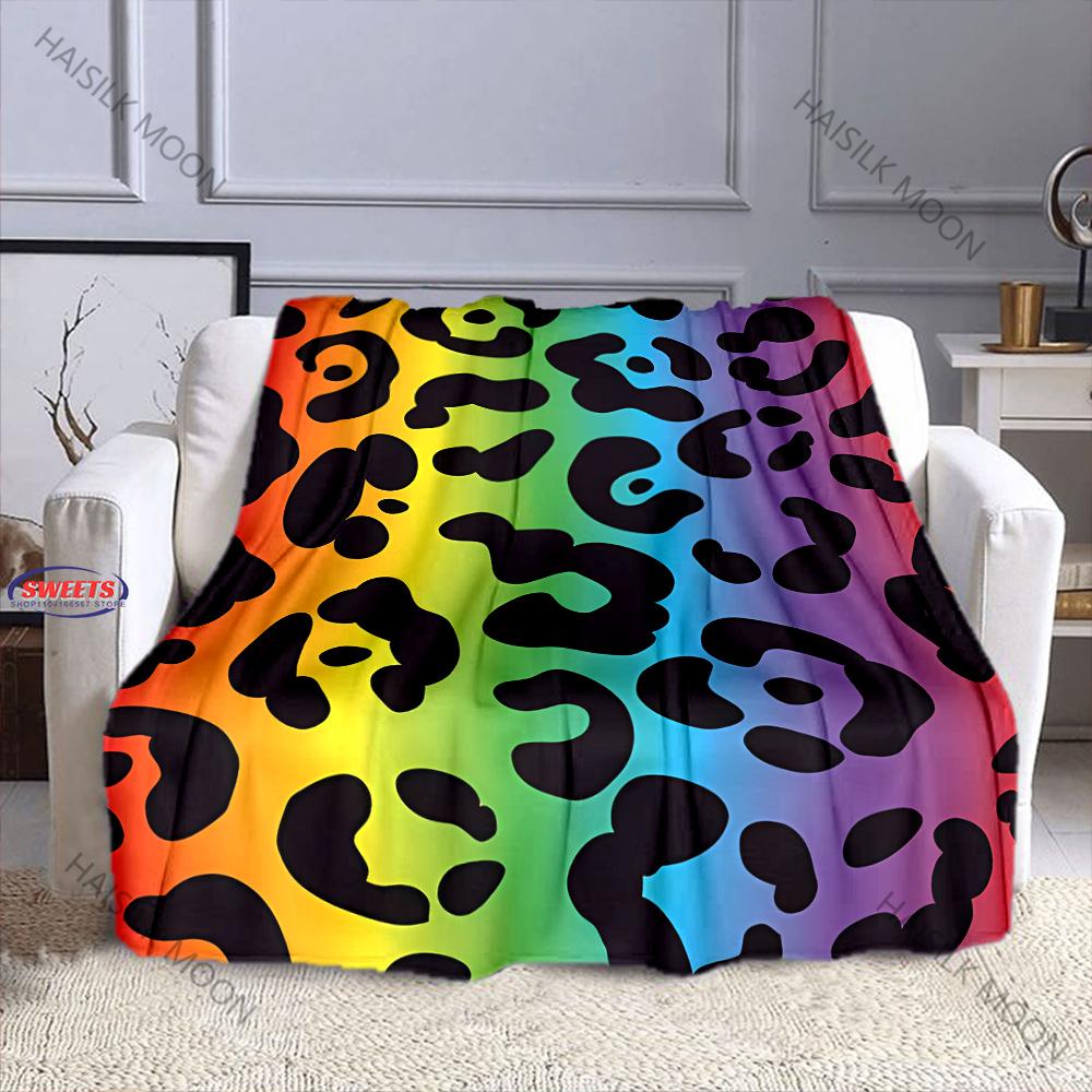 17 Styles Colorful Leopard Print Blanket for Bed Bedroom Sofa Picnic, Blanket for Cover Outdoor Leisure Nap, All Seasons Gifts