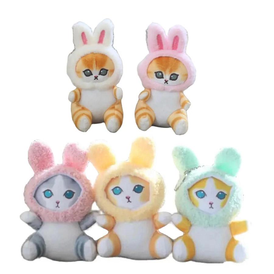 30pcs/lot 12cm Cute Animal Rabbit Cat Plush Toys Keyring Stuffed Shark Cat Pendant Key chain Gifts Dolls for Children