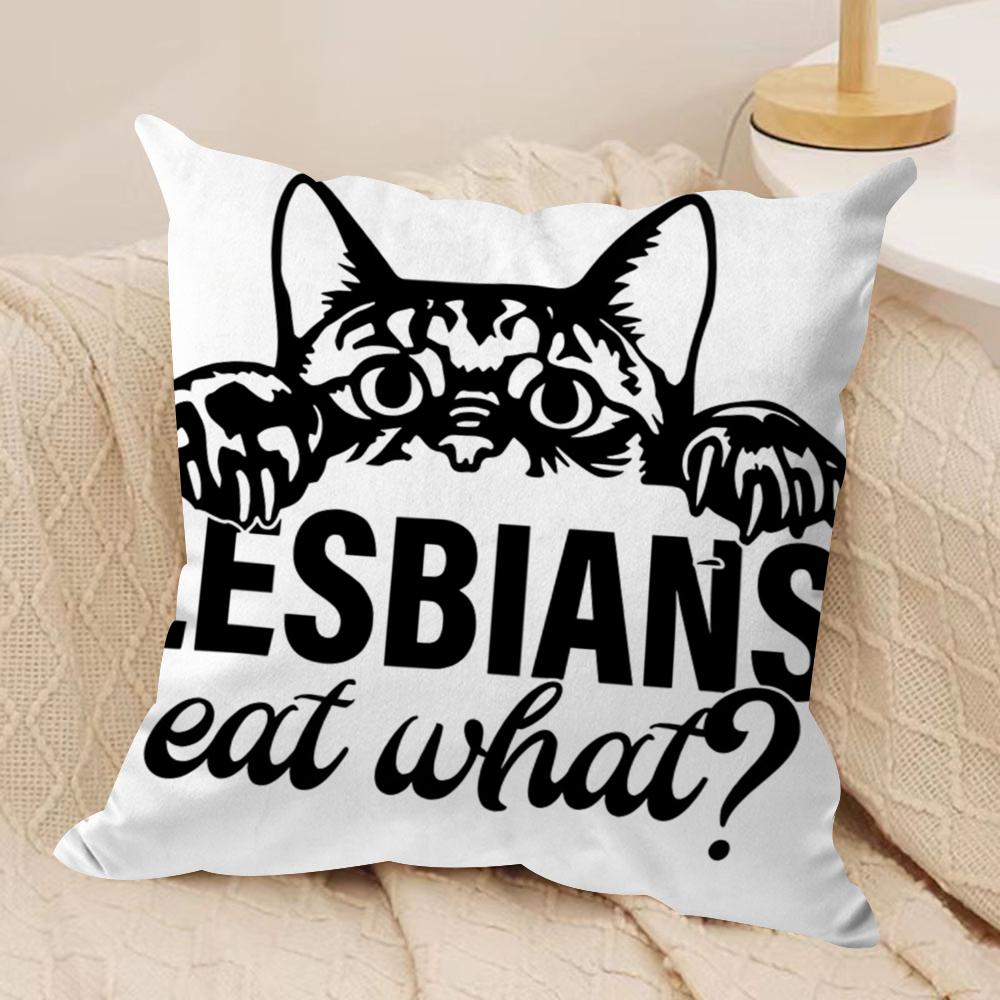 

Funny LlesbiANS eat what Cushion Cover Short plush Doublesided Print Square Throw Pillow Covers Sofa Home Cushion Decor 30x30cm