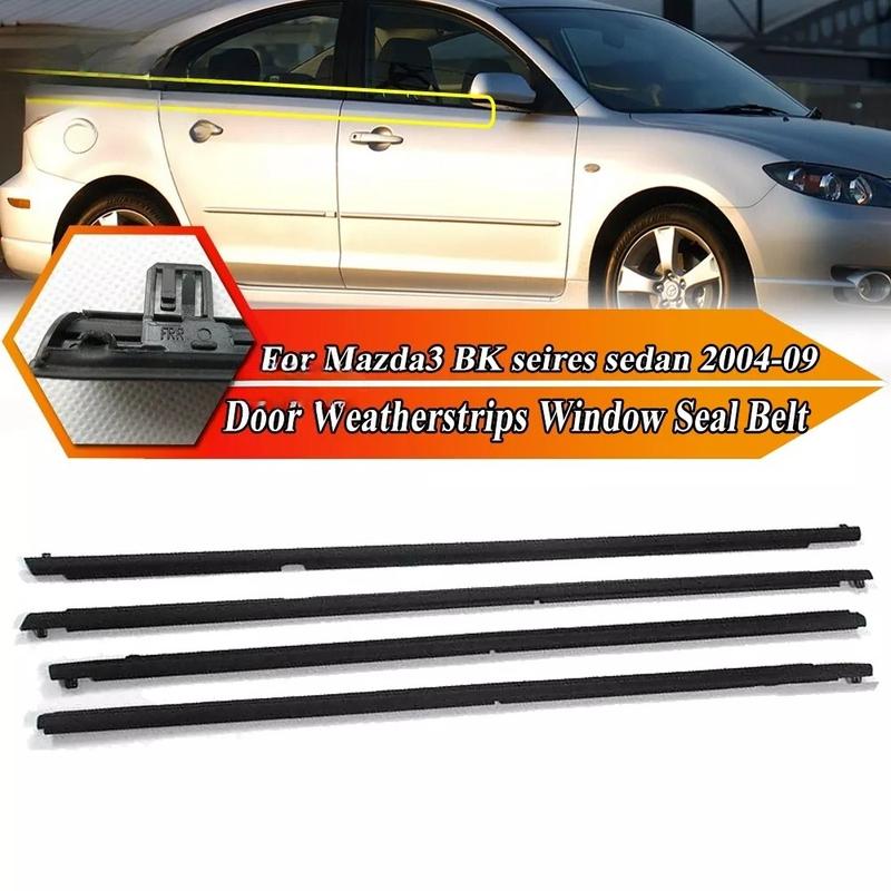 4 Stück Auto-Fensterglas-Wetterleisten Dichtungsleiste Zierleiste für Mazda3 BK Serie Limousine 2004-2009