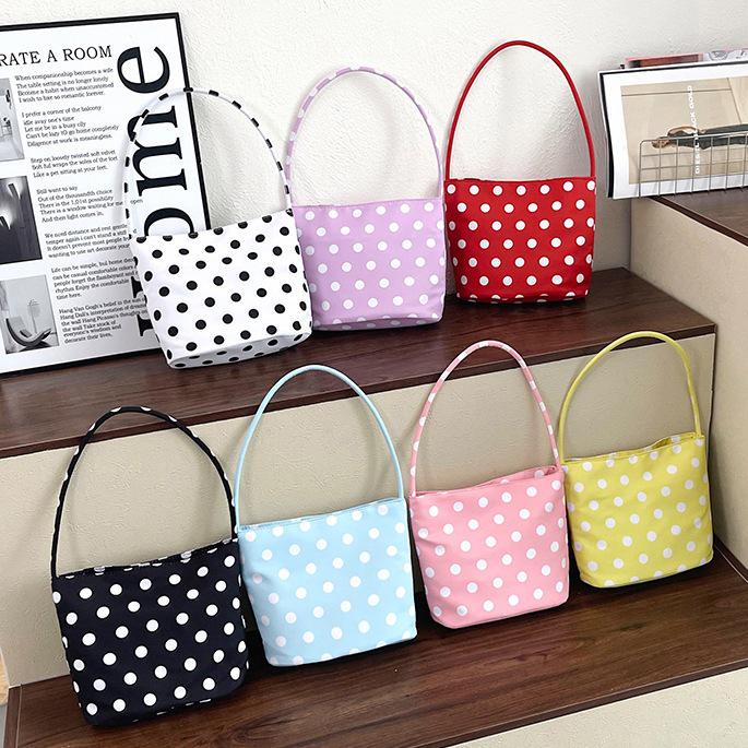 2026 Spring Women's Polka Dot Nylon Shoulder Handbag - Fashionable, Cute, Versatile