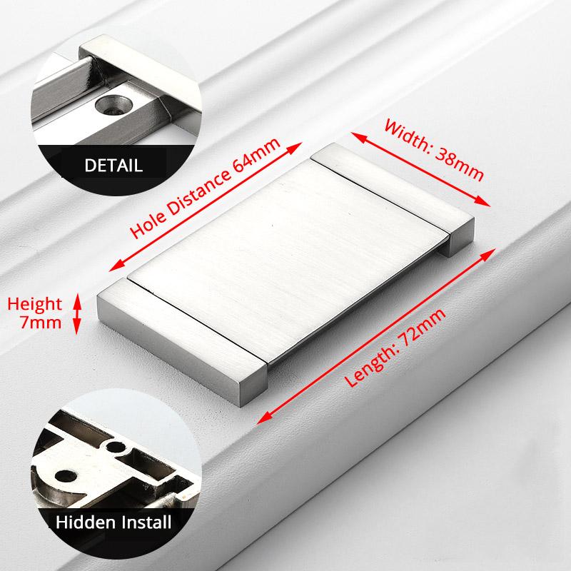 KAK Zinc Alloy Cabinet Knobs and Handles Tatami Hidden Door Handles Kitchen Handles Black Drawer Knobs Furniture Handle Hardware