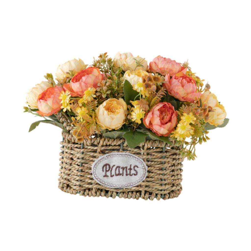 Artificial Flowers with Basket Decorative Gift Home Decor Party Supplies Elegant Desktop Decoration for Wedding Home Festival