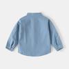 Children's Long-Sleeved Shirts, Spring and Autum Kidsren's Clothing, Boys' Stand-Up Collar Pure Color Shirts, Baby Casual Pure Cotton Simple Tops