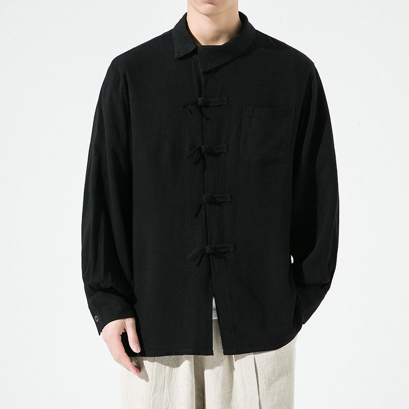 

Spring Autumn Retro Chinese Style Tang Dress Shirt Men s Cotton Linen Loose Casual Shirt Coat Cityboy Streetwear Male Hanfu Tops XL