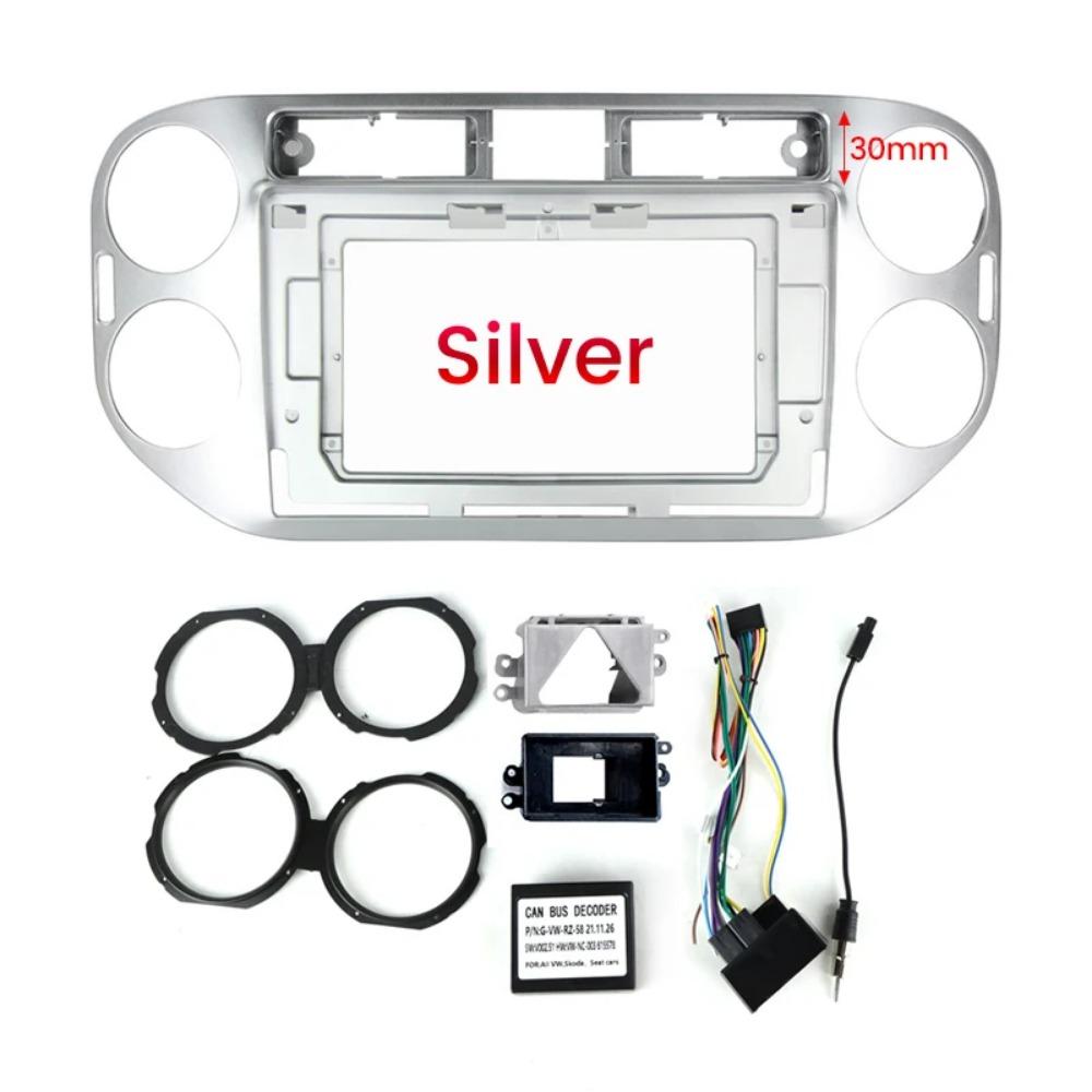 Car DVD Frame Audio Fitting Adaptor Dash Trim Facia Panel 9inch for VW Tiguan 2010-16 Radio Player 16pin Power Cable Canbus