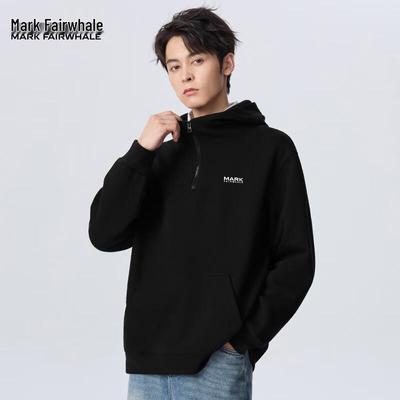 Mark Fairwhale Herren Halber Reißverschluss Kapuzenpullover Schwerer Lockerer Pullover