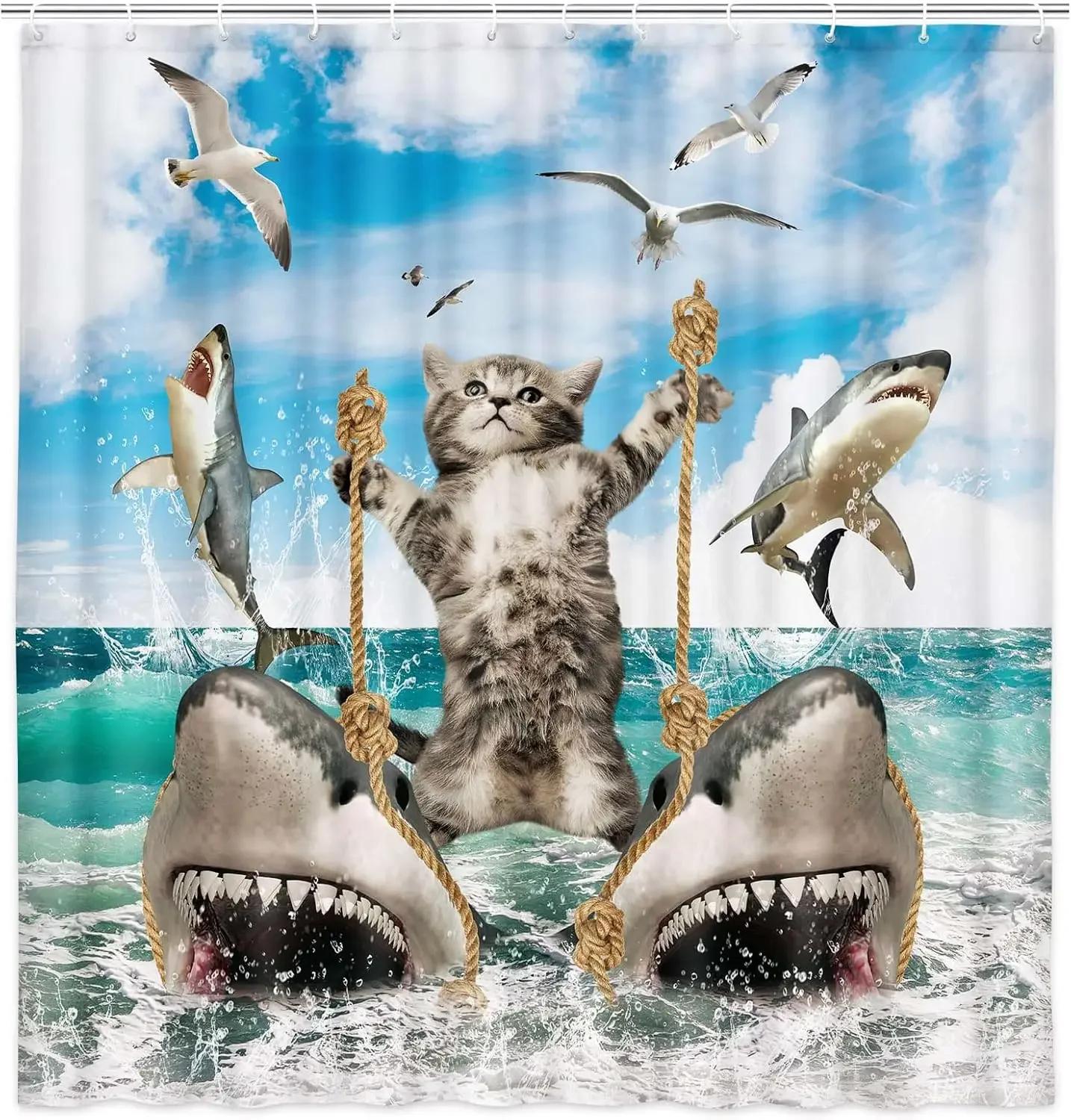 Фэнтезийная шторка для душа Cat Spa - Винтажная ванна с пузырями, Забавная винтажная декоративная шторка для душа для ванной W90XH180cm