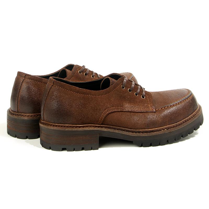 16-6 Ceară de Ulei Mat Retro Rotund Cap Pantofi de Muncă Pantofi din Piele Cap Mare Talpă Groasă Pantofi de Piele Casual Simpli la Modă