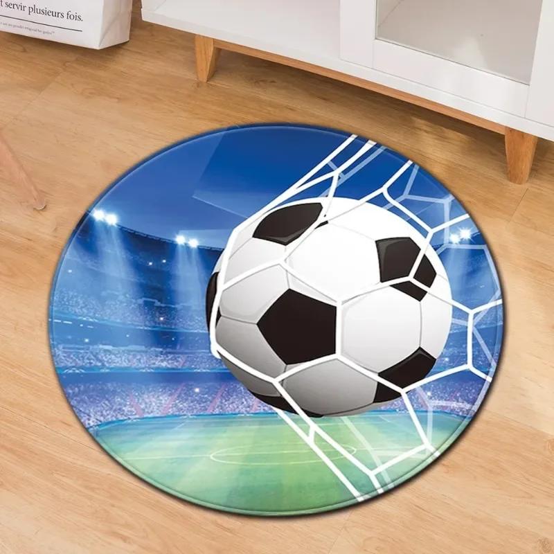 Model Sports Soccer Football Basketball Floor Mat Home Non-slip Round Rugs Bedroom Carpet Machine Washable Boy’s Perfect Gift