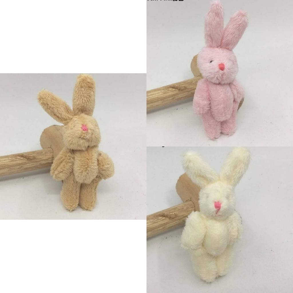 Mini 6cm Long Hair Jointed Rabbit Plush Teddy Bear Doll Diy Decor Clothing Gift Box Accessory