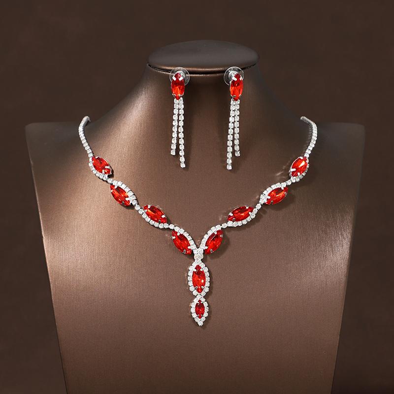 Bride Wedding Simple Necklace Earring Set Exquisite and Elegant for Ladies Suitable for Party Festivals