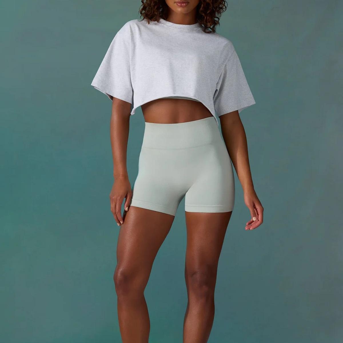 

2025 Женские повседневные уличные беговые футболки с коротким рукавом для фитнеса L белый