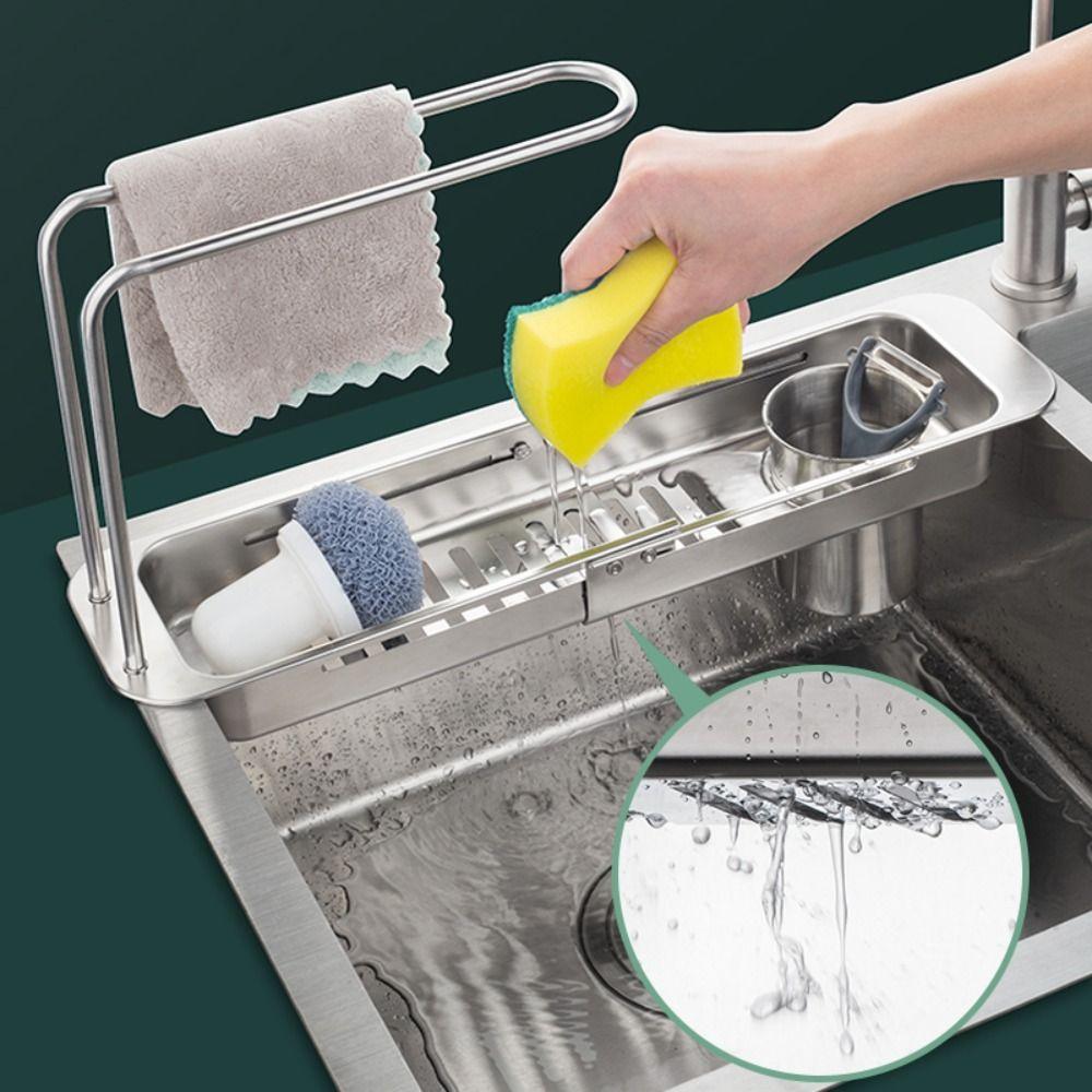 Stainless Steel Drainer Shelf Practical Kitchen Sink Organizer Drying Rack Sink Drain Shelf  Soap