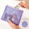 Visible Makeup Zipper Pouch Wear-proof Portable Coin Purse Colorful Mesh Storage Bag  Travel Use