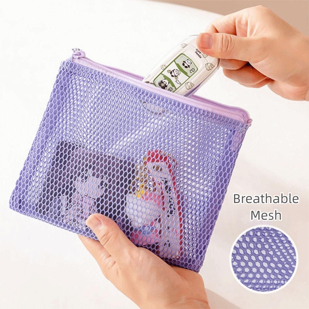 Visible Makeup Zipper Pouch Wear-proof Portable Coin Purse Colorful Mesh Storage Bag  Travel Use