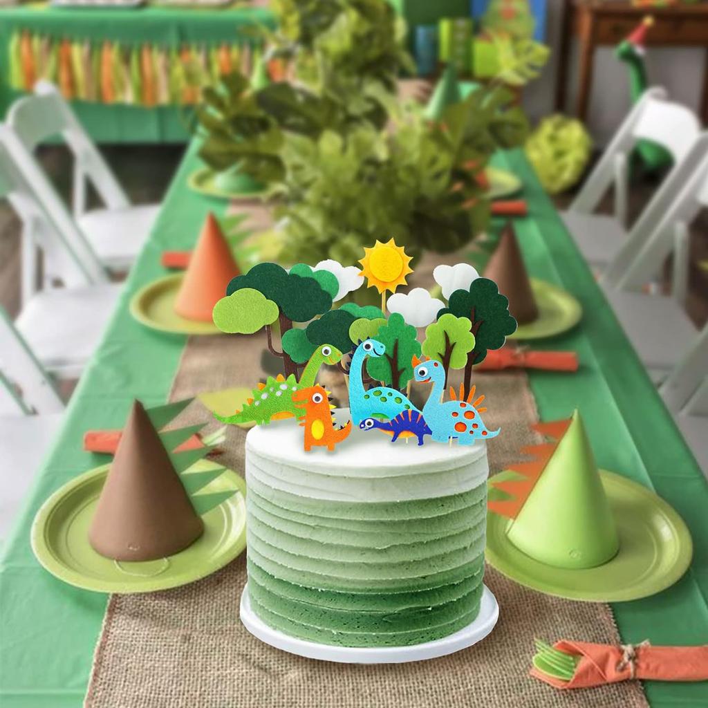 Dinosaur Cake Toppers, Cute Dinosaur, Cloud, Sun, Tree,14pcs Cake Decoration for Boy, Kid’s Birthday Party, Baby Shower