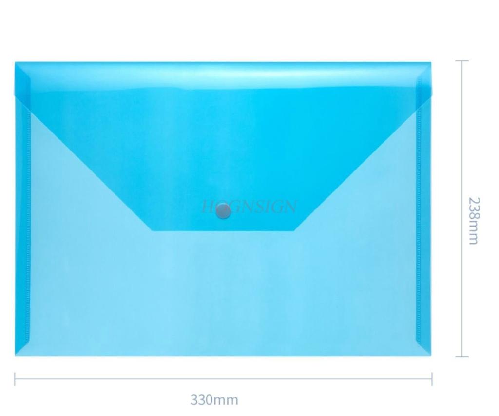 10PCS Stationery file bag, snap on transparent plastic A4 thick large capacity student storage bag, data archive paper