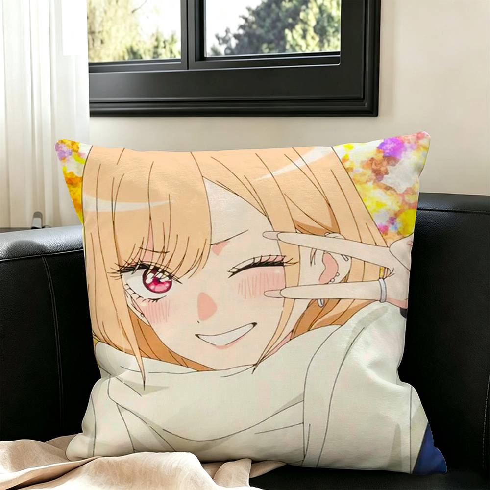 Marin Kitagawa Anime Square Double-Sided printed Pillow Case Bedroom Bedside Pillow Sofa Cushion Cover