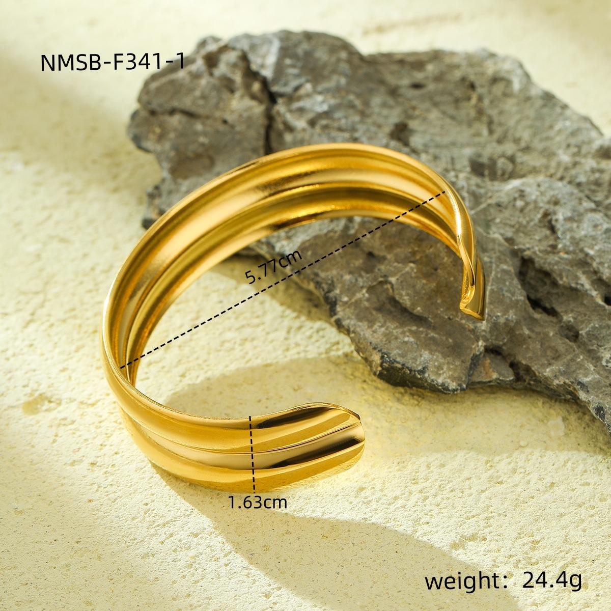 GEMCHIC Women s Double Layer Geometric Cuff Bracelet Adjustable Gold Plated Stainless Steel Bangle for Fashion
