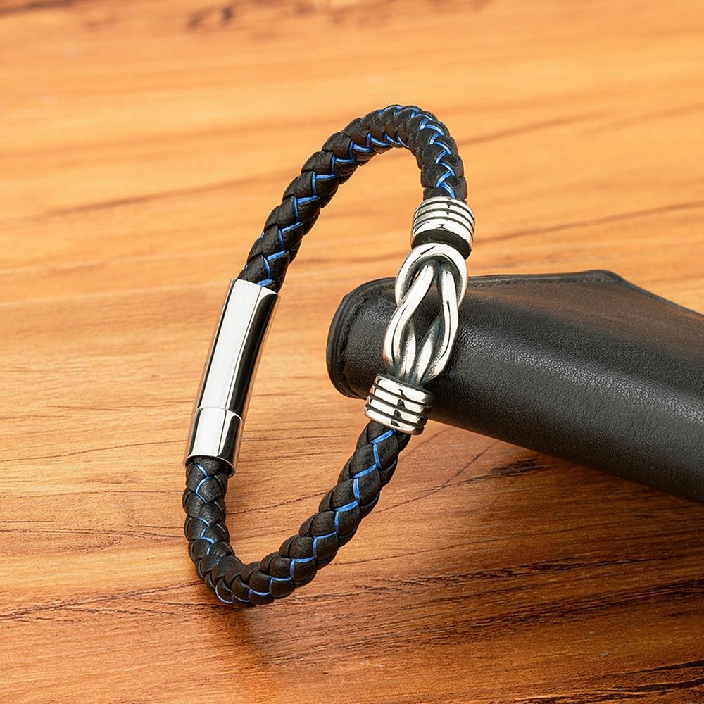 Fashion Men's Leather Bracelet Stainless Steel Irregular Accessories Commemorative Gifts for Charm Bangles Punk Jewelry