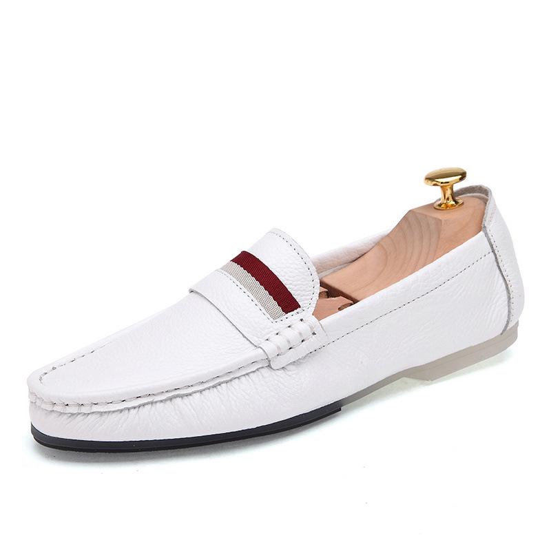 

Весенние и осенние туфли Мужские настоящие кожаные туфли в британском стиле Модные повседневные кожаные туфли Обувь для вождения Туфли без застежек 44