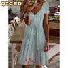 Fashion Summer Spring Short Sleeve V-Neck Casual Dresses