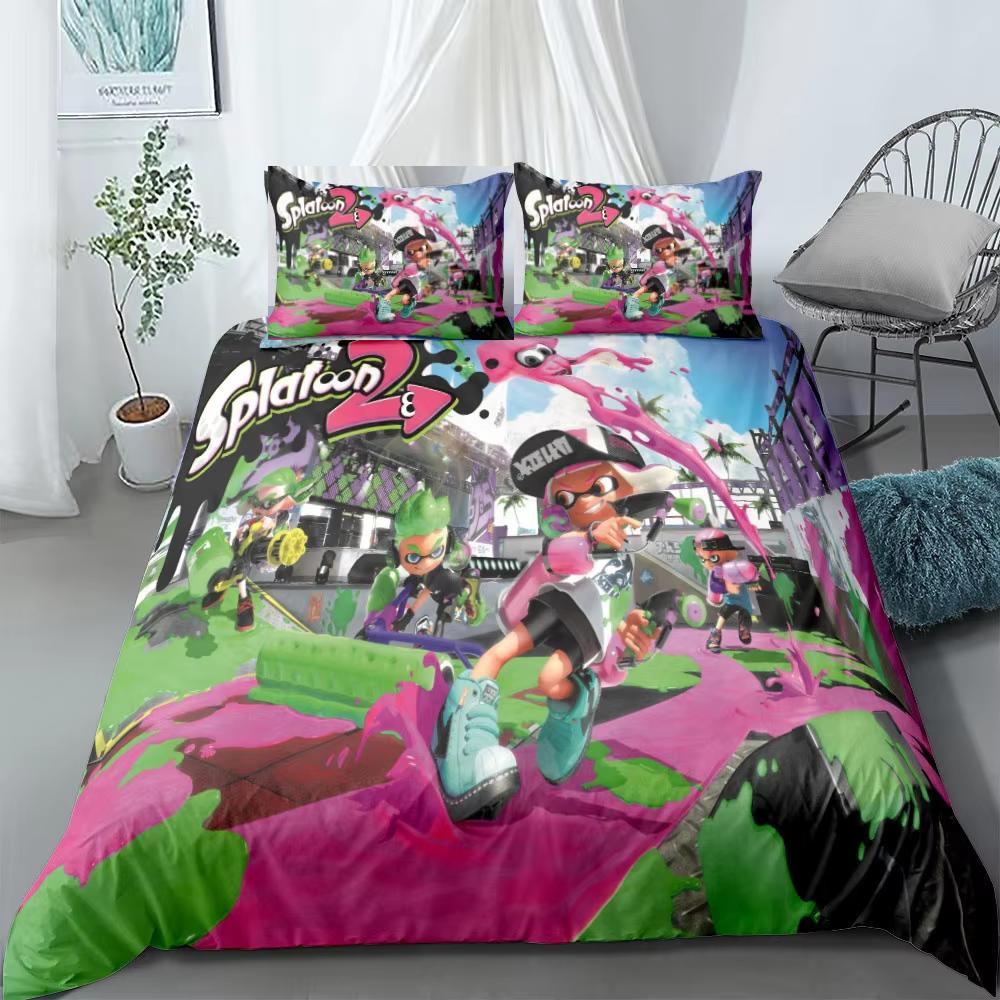 Splatoon Bedding Set Cartoon Home Textiles For Kids Bed Set Comforter Cover Bedroom Set Queen Dinosaur Duvet Cover