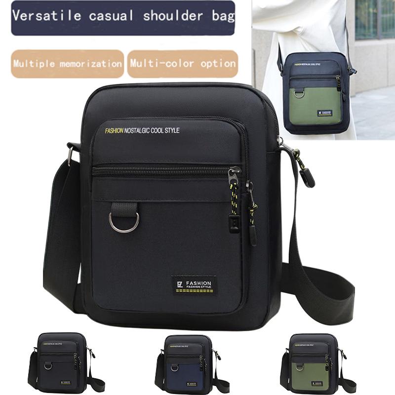Durable Men's Crossbody Bag, Water Resistant Nylon Shoulder Purse with Multi-pocket Design for Daily Commute & Travel