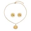 Ladies Flower Necklace Set, Personalized Metal Sunflower Design Pendant Chain Earrings Jewelry Women