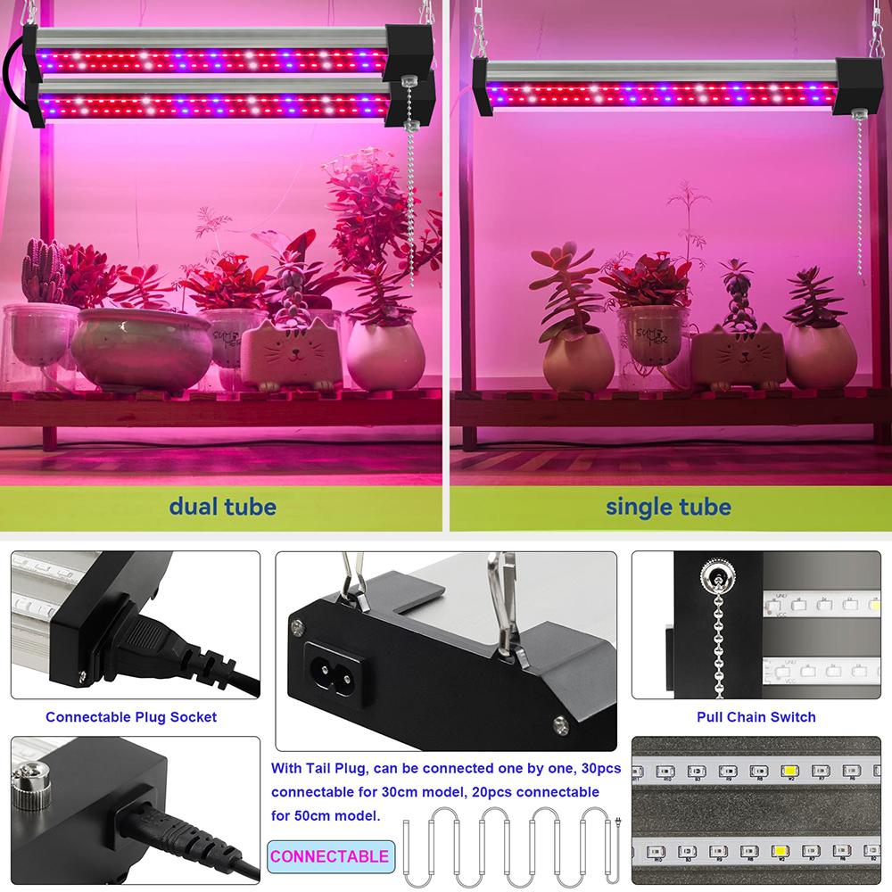 Verbindbare LED Pflanzenwachstumslampe Vollspektrum Hydroponische Wachstumslampe mit Zugschalter Indoor Veg Blüte Phytolampe Panel